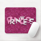 Cute Glitterende Heet Roze Prinses Glitters Muismat (Met muis)
