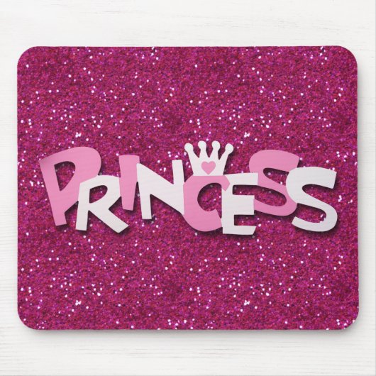 Cute Glitterende Heet Roze Prinses Glitters Muismat (Voorkant)