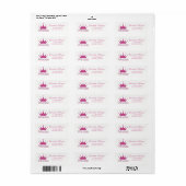 Cute Glitterende Tiara Prinses Adreslabel Etiket (Full Sheet)
