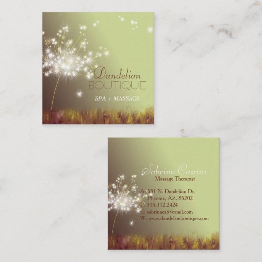 Cute Glittery Autumn Dandelions Vierkante Visitekaartje (Voorkant / Achterkant)