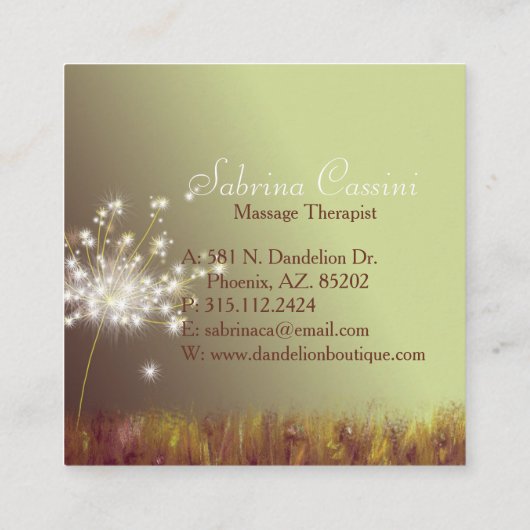 Cute Glittery Autumn Dandelions Vierkante Visitekaartje (Achterkant)