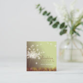 Cute Glittery Autumn Dandelions Vierkante Visitekaartje (Staand voorkant)