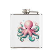 Cute Glittery Octopus Herenmonogram Heupfles (Achterkant)