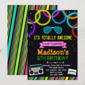 Cute glow 80s party call kaart (Voorkant / Achterkant)