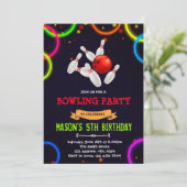 Cute glow bowling party-uitnodiging kaart (Staand voorkant)