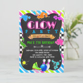 Cute glow party verjaardaguitnodiging kaart (Staand voorkant)