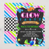 Cute glow party verjaardaguitnodiging kaart (Voorkant / Achterkant)