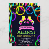Cute glow roller schaats party-uitnodiging kaart (Voorkant / Achterkant)