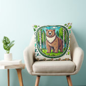 Cute Glowing Bear Illustratie met Bos Kussen (Stoel)
