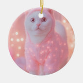 Cute Glowing Reindeer Kitty Winter Fantasy Keramisch Ornament (Voorkant)