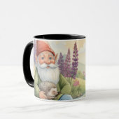 Cute gnome and hedgehog floral mug  mok (Voorkant links)