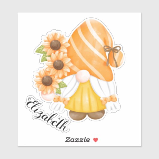Cute Gnome and Sunflower Sticker (Vel)