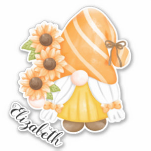 Cute Gnome and Sunflower Sticker