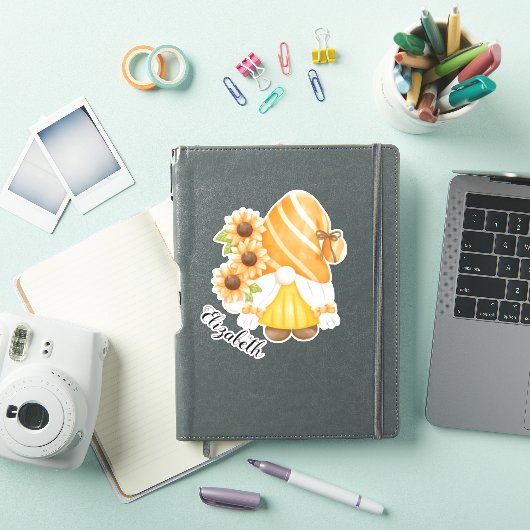 Cute Gnome and Sunflower Sticker (iPad Cover)