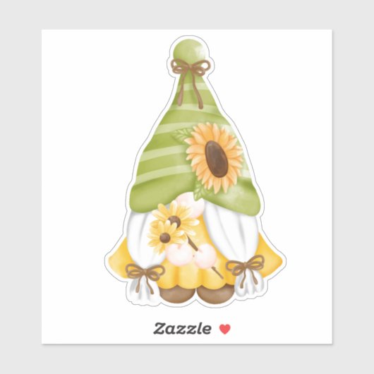 Cute Gnome and Sunflower Sticker (Vel)
