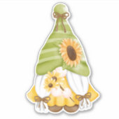 Cute Gnome and Sunflower Sticker (Voorkant)