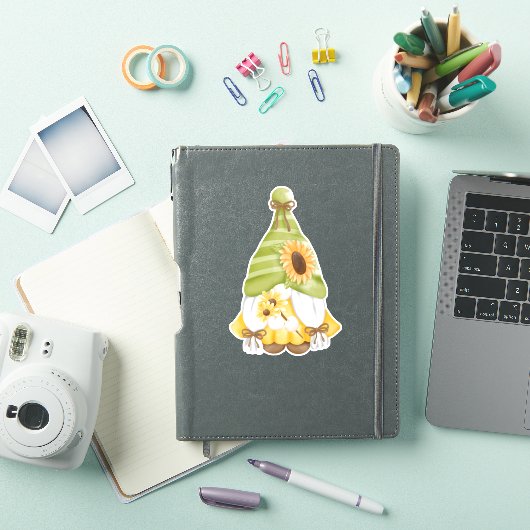 Cute Gnome and Sunflower Sticker (iPad Cover)
