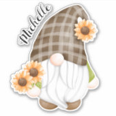 Cute Gnome and Sunflower Sticker (Voorkant)