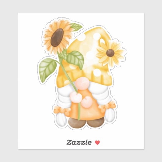 Cute Gnome and Sunflower Sticker (Vel)