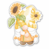 Cute Gnome and Sunflower Sticker (Voorkant)