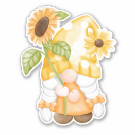 Cute Gnome and Sunflower Sticker