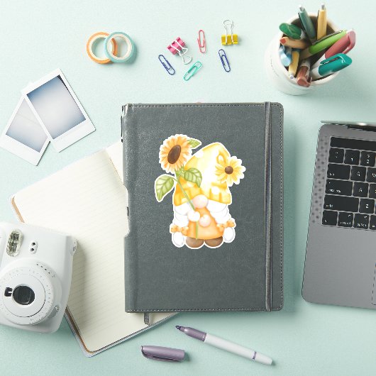 Cute Gnome and Sunflower Sticker (iPad Cover)