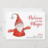 Cute Gnome Believe in de Magic Red Kerstmis Feestdagenkaart (Voorkant)