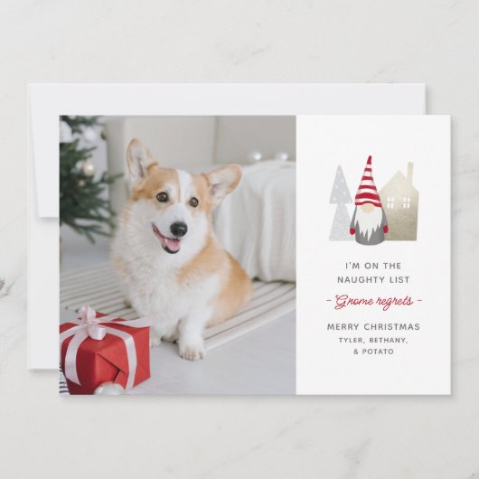 Cute Gnome betreurt | kerstfoto eten Feestdagenkaart (Voorkant)