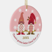 Cute Gnome Better Friend Gold Pink White Gingham Keramisch Ornament (Rechts)