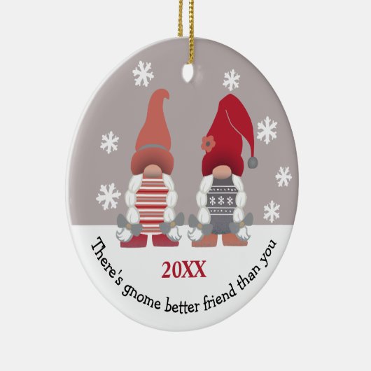 Cute Gnome Better Friend Red Pink Grey White Keramisch Ornament (Rechts)