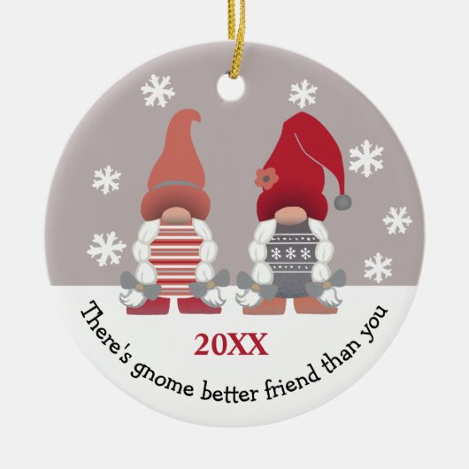 Cute Gnome Better Friend Red Pink Grey White Keramisch Ornament (Voorkant)