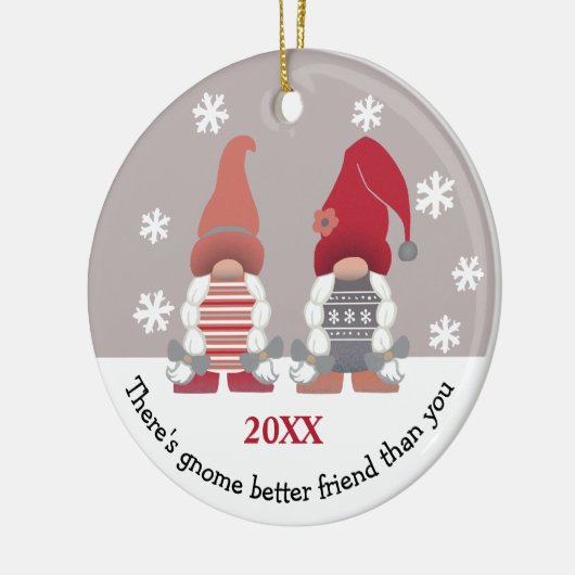 Cute Gnome Better Friend Red Pink Grey White Keramisch Ornament (Links)