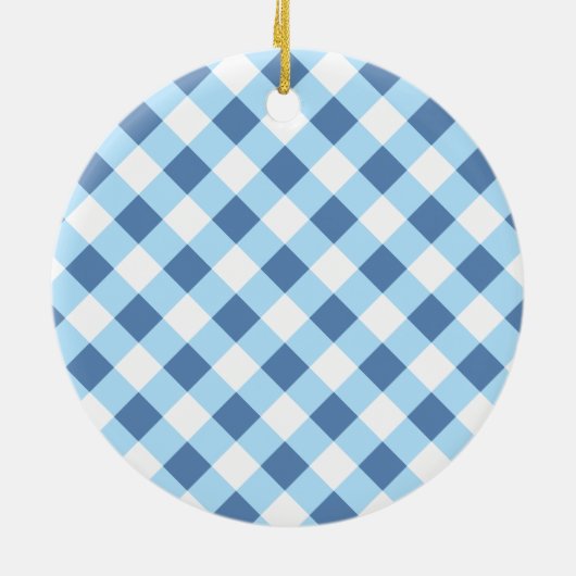 Cute Gnome Better Sister Gold Blue White Gingham Keramisch Ornament (Achterkant)