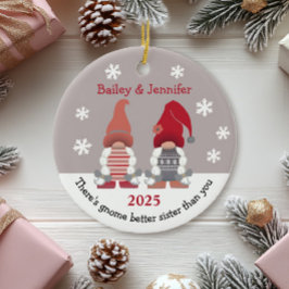 Cute Gnome Better Zuster Red Pink Grey White Keramisch Ornament