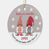 Cute Gnome Better Zuster Red Pink Grey White Keramisch Ornament (Links)