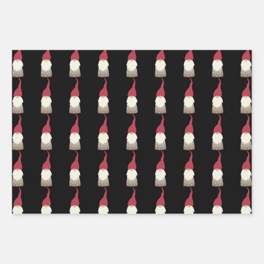 Cute Gnome Black en Red Kerstmis Inpakpapier Vel (Voorkant)
