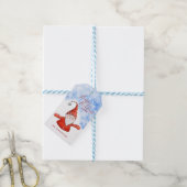 Cute Gnome Blue Prettige feestdagen Kerstmis Cadeaulabel (Met Touw)
