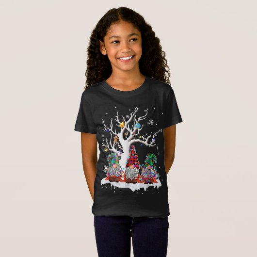 Cute Gnome Buffalo Pset Kerstmis Light T-shirt (Voorkant volledig)