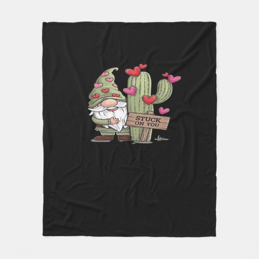 Cute Gnome Cactus Stuck On You Word Pun Playful De Fleece Deken (Voorkant)