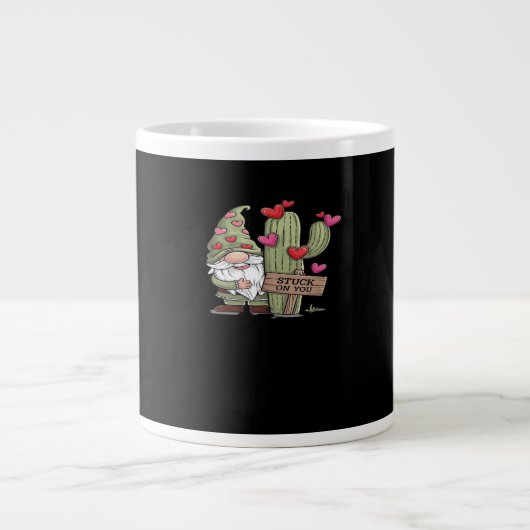 Cute Gnome Cactus Stuck On You Word Pun Playful De Grote Koffiekop (Voorkant)