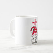 Cute gnome cat cartoon met kerstlicht koffiemok (Voorkant links)