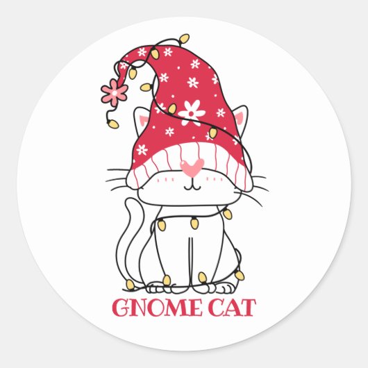 Cute Gnome Cat Sticker (Voorkant)