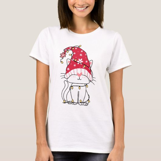 Cute Gnome Cat T-Shirt (Voorkant)
