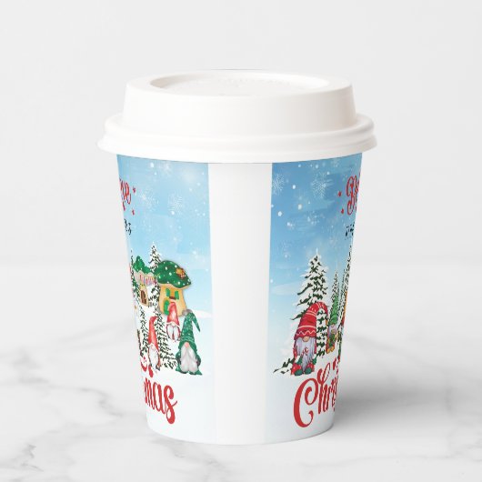 Cute Gnome Celebrance Kerstfeestdag Papieren Bekers (Links)