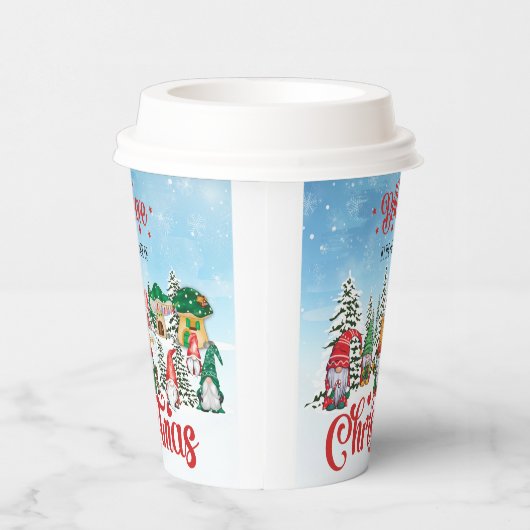 Cute Gnome Celebrance Kerstfeestdag Papieren Bekers (Rechts)