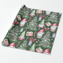 Cute Gnome Christmas Tree Holiday Pattern Gift Wra Cadeaupapier