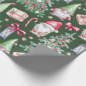 Cute Gnome Christmas Tree Holiday Pattern Gift Wra Cadeaupapier (Hoek)