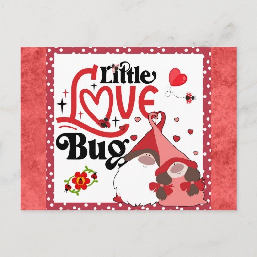 Cute Gnome Couple Love Bug Ladybug Valentijns Briefkaart (Voorkant)