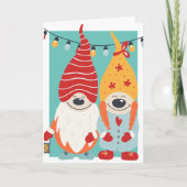 Cute Gnome Couple Persoonlijke Kerstmis Feestdagen Kaart (Voorkant)