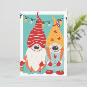 Cute Gnome Couple Persoonlijke Kerstmis Feestdagenkaart (Staand voorkant)